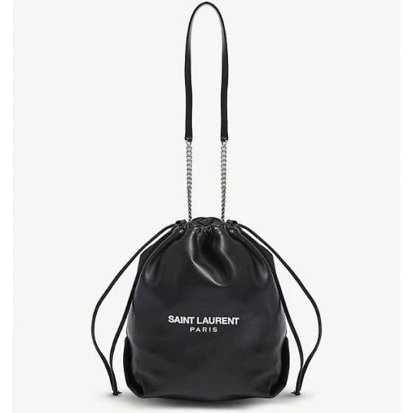 Saint Laurent Black Leather Teddy Bucket Bag - Picture 1 of 13